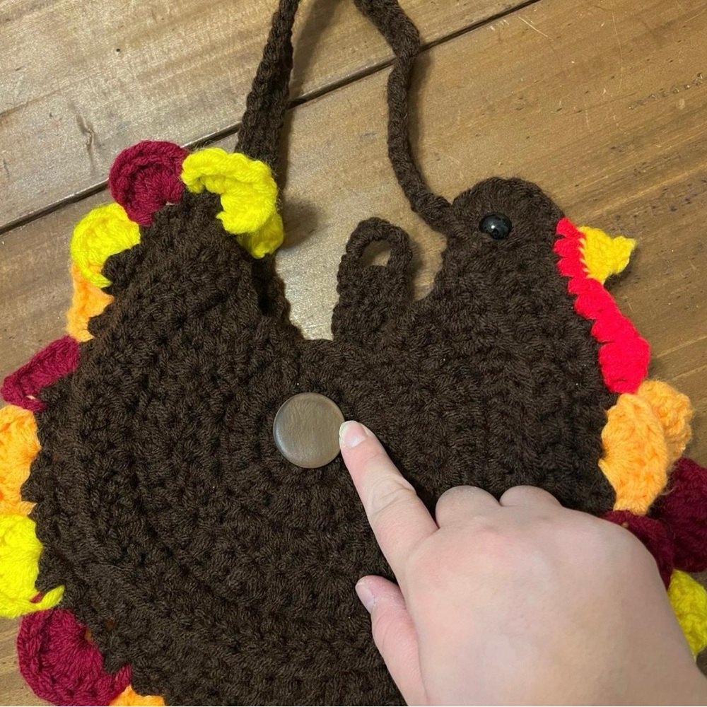 Handmade Crochet Turkey Thanksgiving Purse - Picture 4 of 4